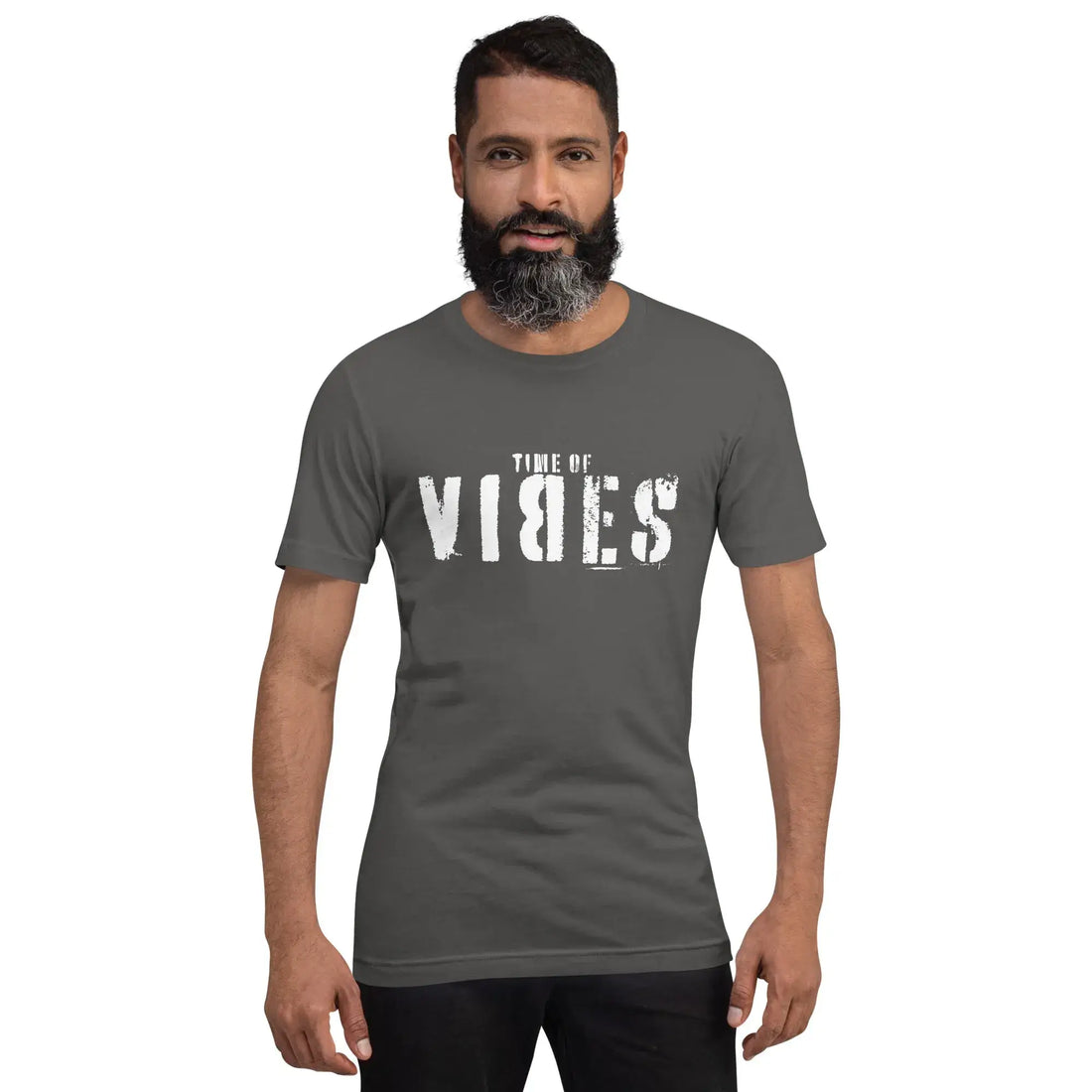 VIBES Herren Baumwoll T-Shirt (Grau/Weiß)